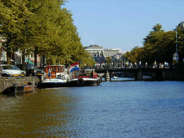 Boats are tied up everywhere along the canals